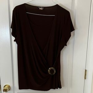 Elegant Brown Women's Top with Ring Detail